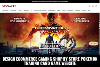 design ecommerce gaming shopify store pokemon trading card game website