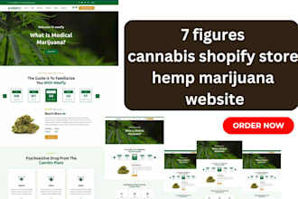 design 7 figures cannabis shopify store hemp marijuana website vape store