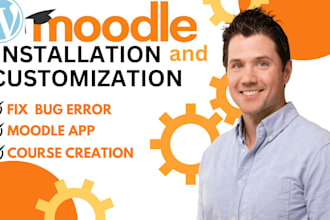install, customize and design moodle lms website, elearning educational website