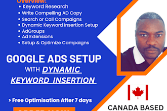 setup google ads PPC campaign with dynamic keyword insertion