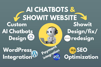develop custom ai chatbots with showit website design wordpress integration SEO