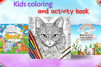 design kids coloring book, kids activity book interior and cover design