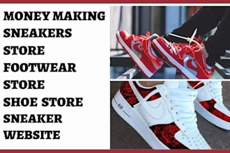 design sneakers shopify store footwear website beauty store fashion website
