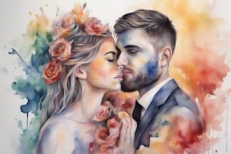 paint watercolor couple portrait