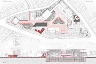 render architecture design plan, section, elevation