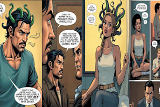 draw superhero comic art, action comic, comic page storyboard, noir gore comic