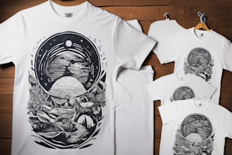 make a linocut t shirt design for brands
