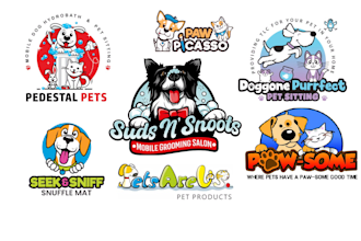 design 2 cat dog, animal logo with unlimited revisions
