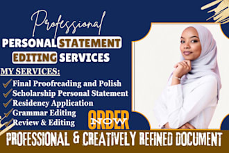 review, edit personal statement for masters, residency application, scholarship