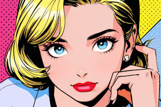 draw a comic or pop art portrait in roy lichtenstein style