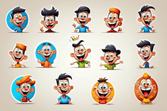 draw funny cartoon character, caricature, logo, portrait