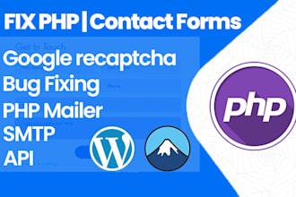 fix contact forms, bugs, recaptcha, php mailer, smtp, api, wordpress email spam