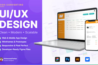 design UI UX for saas mobile app and web product in figma