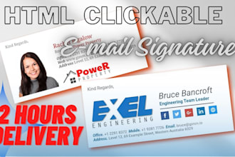 design clickable HTML email signature for gmail, outlook etc
