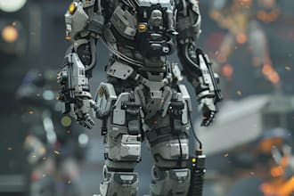 do cyberpunk sci fi robot, mecha character concept art