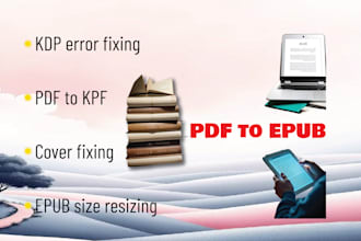 convert pdf to epub or kpf for kdp ebook with cover