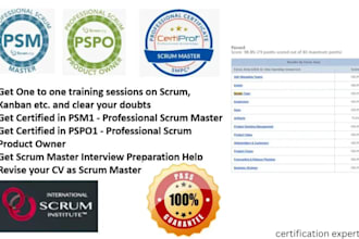 do scrum master pspo1 psm1 pal1 kanban certification