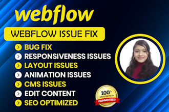 fix webflow website issues, bugs fix, edit, design update