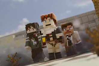 create a 3d render in the style of minecraft