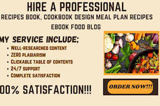 write recipes book, cookbook design meal plan recipes ebook food blog