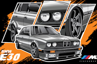 draw car vector illustration for t shirt design