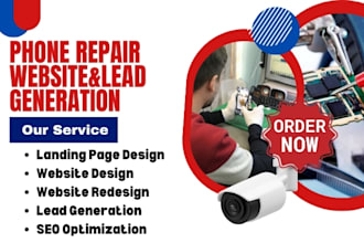 design phone repair website mobile repair website computer repair, laptop leads