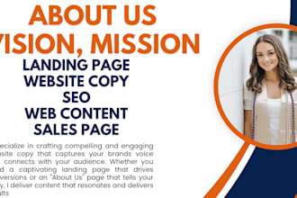 write your landing page or about us page website copy