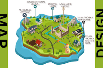 design unique flat vector map illustration, festival, event, city isometric map