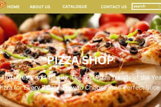 design 7 figure pizza shopify burger cake store ice cream website bakery store