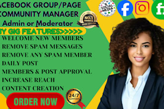 be your facebook group or page admin moderator or community manager