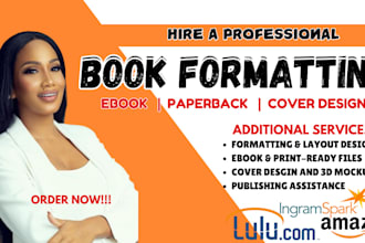 do book formatting, proofread, edit, cover design, recipes book and publishing