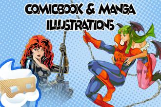 create custom comic book art and manga illustration