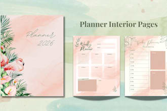 create custom planner, journal cover with interior pages