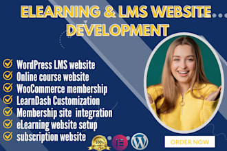 setup wordpress elearning lms website, learndash membership website subscription