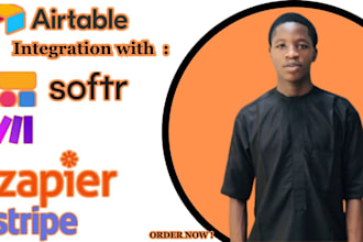 setup airtable integrate webflow with zapier, softr, hubspot,make com and stripe