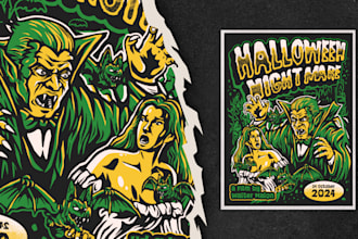 design vintage halloween horror movie poster