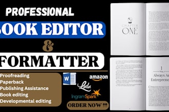 edit, proofread, format fiction novel, memoir nonfiction book, romance