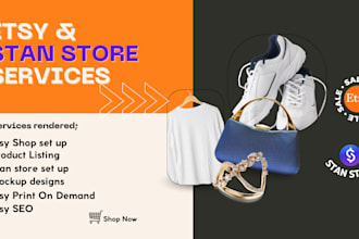 set up etsy shop for etsy print on demand stan store digital products SEO