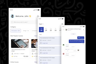 design elearning app, educational app and course  mobile app