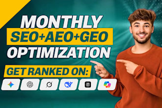monthly website onpage GEO, aeo, ai local SEO optimization for your website