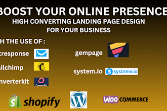 design driven result landing page for your business, squeeze page, sales funnel