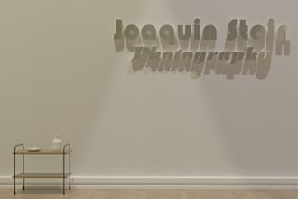 do a 3d mockup logo onto simple modern clean walls