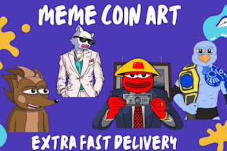 custom funny memecoin art for your website memecoin illustration crypto stickers