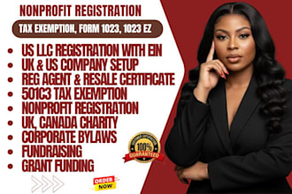 do US, UK llc company registration, nonprofit startups 501c3 ein, uei number