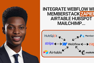 integrate webflow with memberstack, zapier, airtable, hubspot, and mailchimp