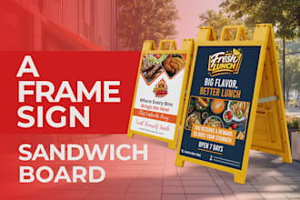 design custom a frame sign, sandwich board, step and repeat banner, vinyl banner