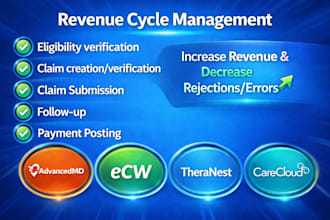 manage your practice revenue cycle on advancedmd,ecw, tebra, carecloud software