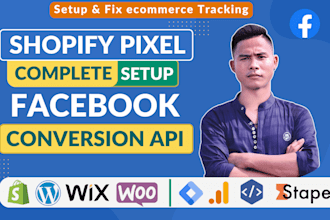 setup meta facebook pixel shopify conversion API, ga4 ecommerce tracking via GTM
