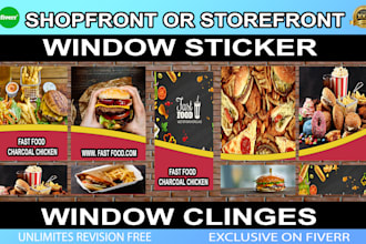 make creative and trendy shopfront, window graphics design, store front design