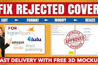 fix, resize, and edit rejected book cover for KDP, ingram, lulu